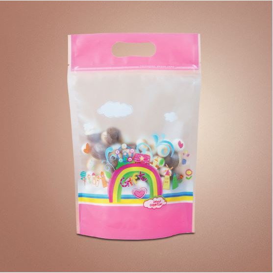 

Plastik Packaging Cookies Kue Permen Roti Zip Lock Pink Gift 13x16