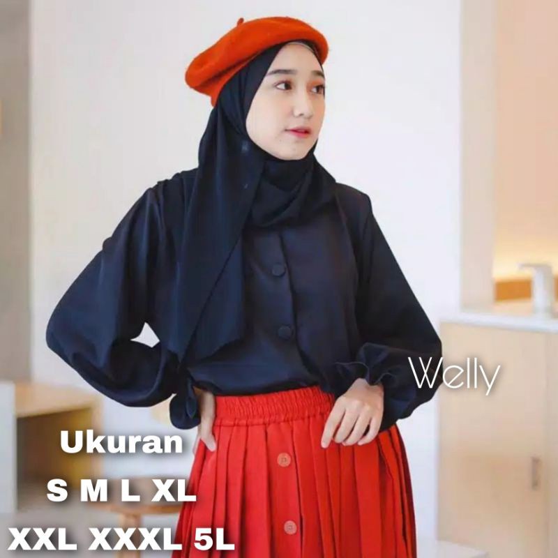 Welly Tops Ukuran Size S M L XL 2XL 3XL 4XL XXL XXXL  XXXXL 2L 3L 4L 5L  Atasan Blouse Wanita Jumbo Atasan Big Size Kemeja Kerja Korea Over Size