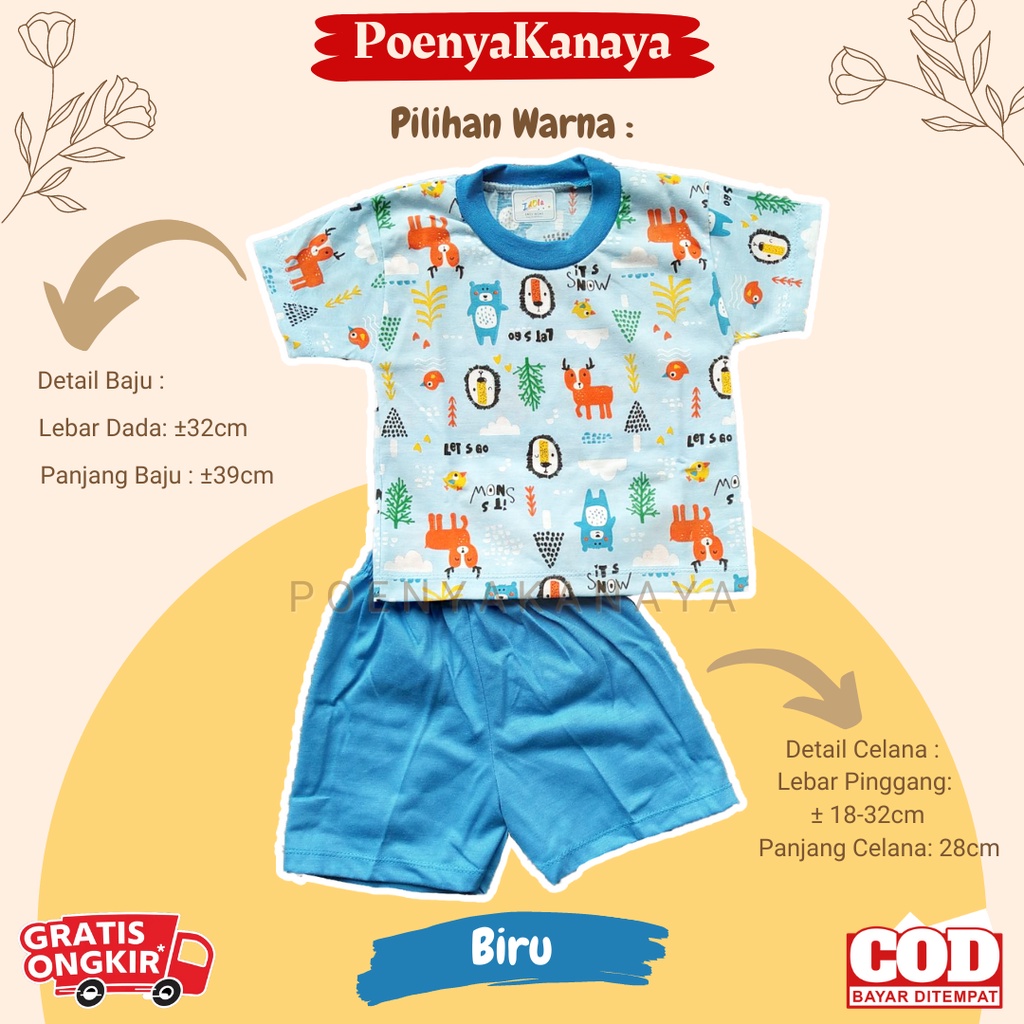 Setelan Baju Bayi Pendek Kaos Oblong IDOLA 8302 Besar Size 1-2 Tahun STL84