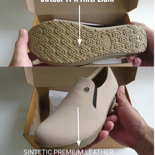 ☍ln Diskon⁑☍ Sepatu Wanita Aqila Casual Slip On Sleting Harga Terbaik warna Cream Coklat Hitam Putih