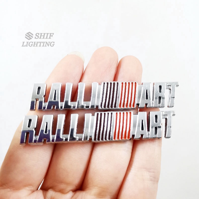 2pcs Stiker Emblem Logo RALLIART Bahan Metal Untuk Dekorasi Mobil Mitsubishi