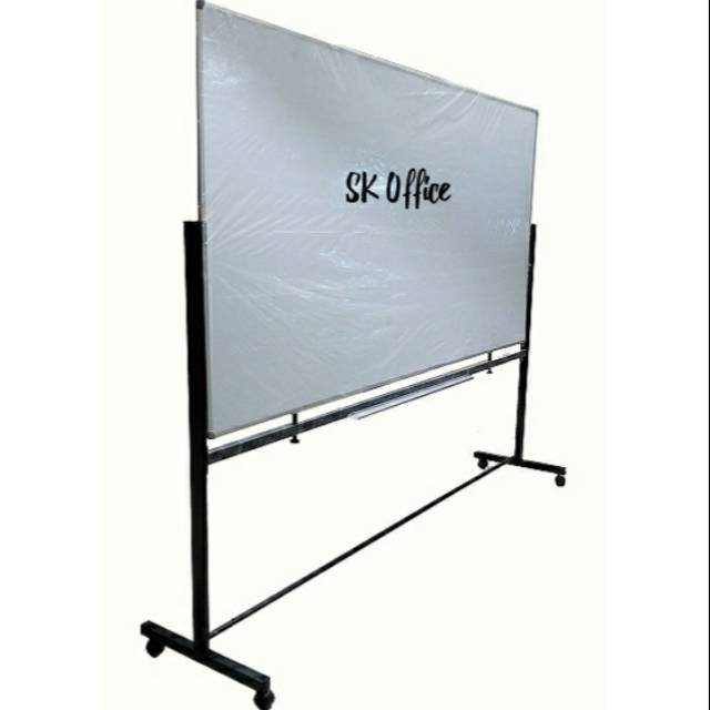 

White Board Uk.120x240 Non Magnet Single Face Papan Tulis 1 Muka Kaki Roda