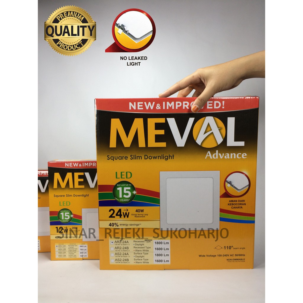 MEVAL 24W Advance Square / Kotak LED Slim Downlight IB / INBOW Putih