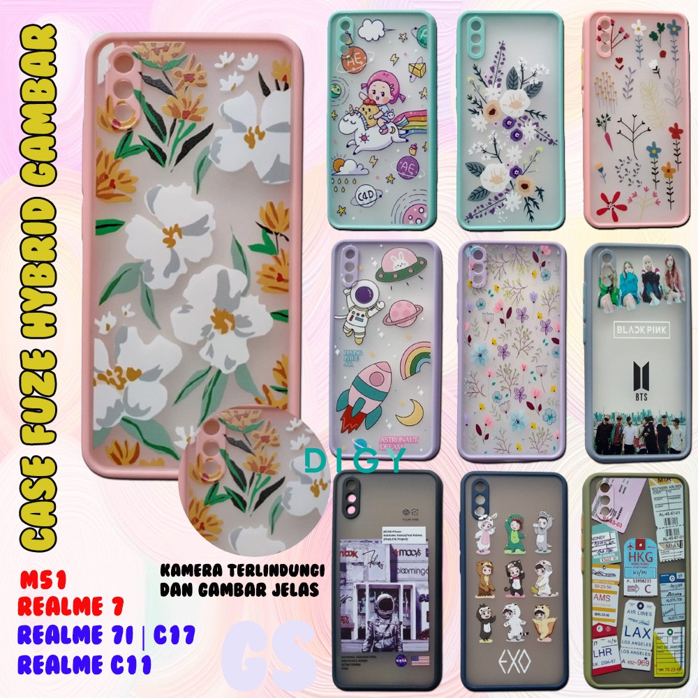 Protector Lensa Casing REALME 7 REALME 7i REALME C20  Summer Flowers Hybrid Gambar Pelindung Len