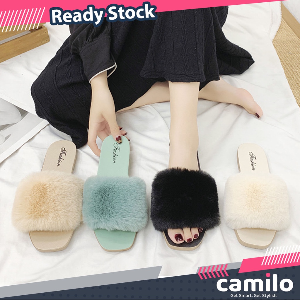 ☀CAMILO☀ andal Bulu Model Silang / Sandal Fashion Wanita Murah / Sandal Cewek / Women's Slippers / Sandal Import SF15