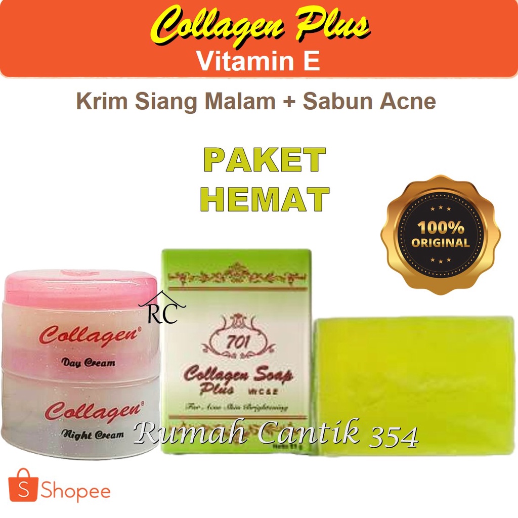 Paket Cream Cream Day Night Collagen Plus Sabun Hijau Rumah Cantik 354 Paket 3 in 1 Perawatan Wajah