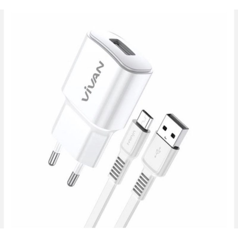 Charger 2A + Kabel Data Micro USB Fast charging Vivan Power Oval II