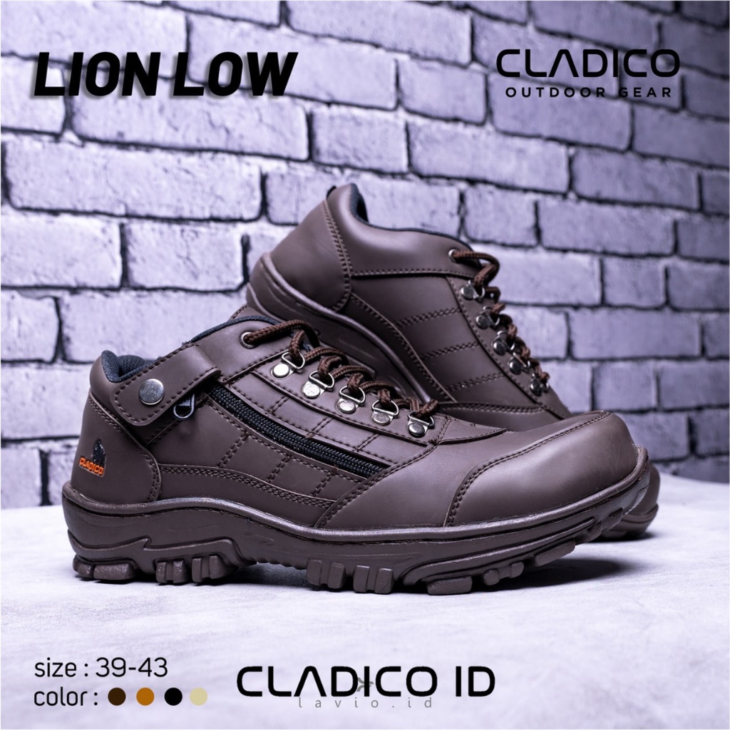 CLADICO Sepatu Safety Pria Boot Pendek Ujung Besi Sefty Lion Low Cowok Kerja Lapangan Proyek Outdoor Mendaki Haiking Berkendara