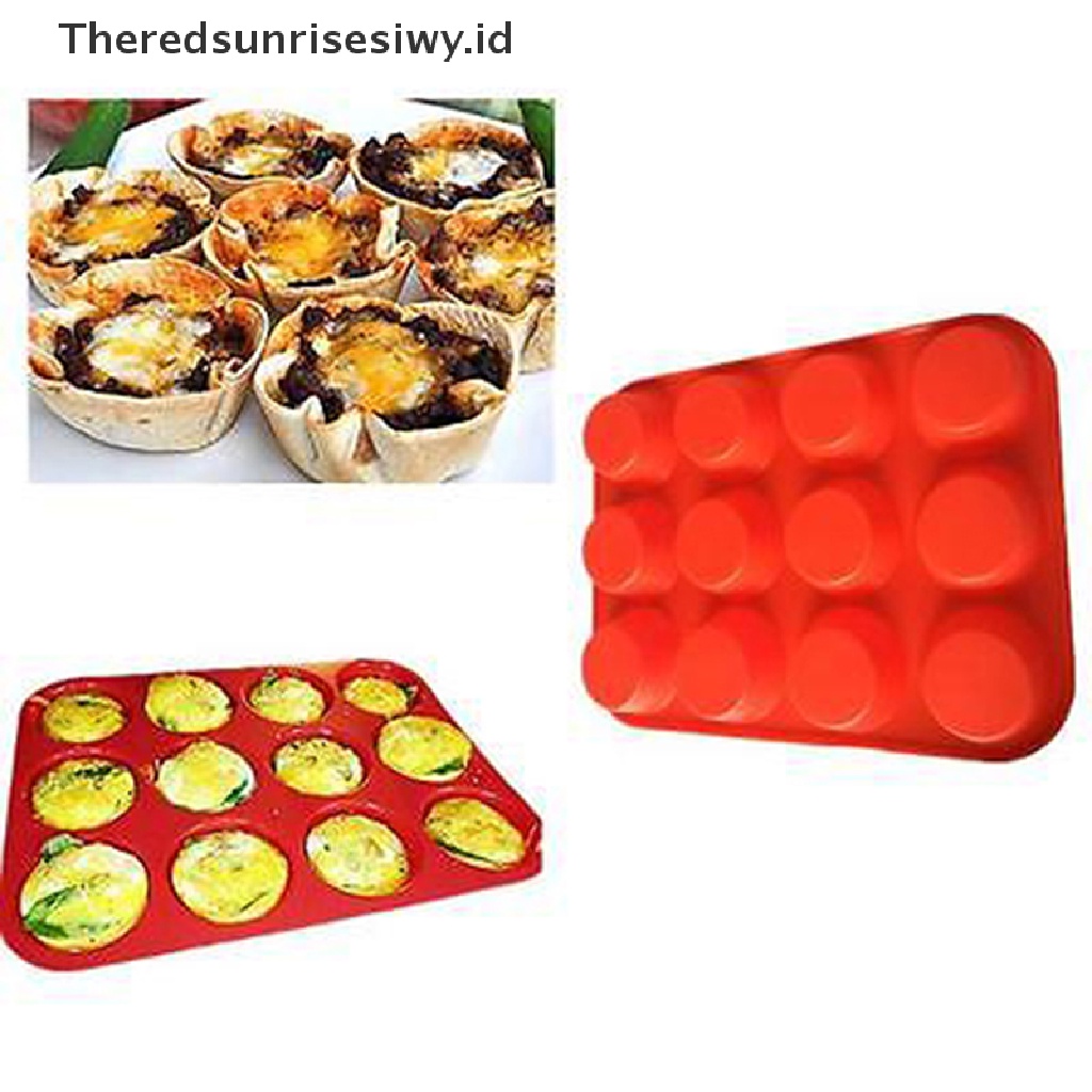 # Alat Rumah Tangga # Loyang Muffin / Cupcake 12 Slot Bahan Silikon Anti Lengket Dapat Dicuci Untuk Microwave