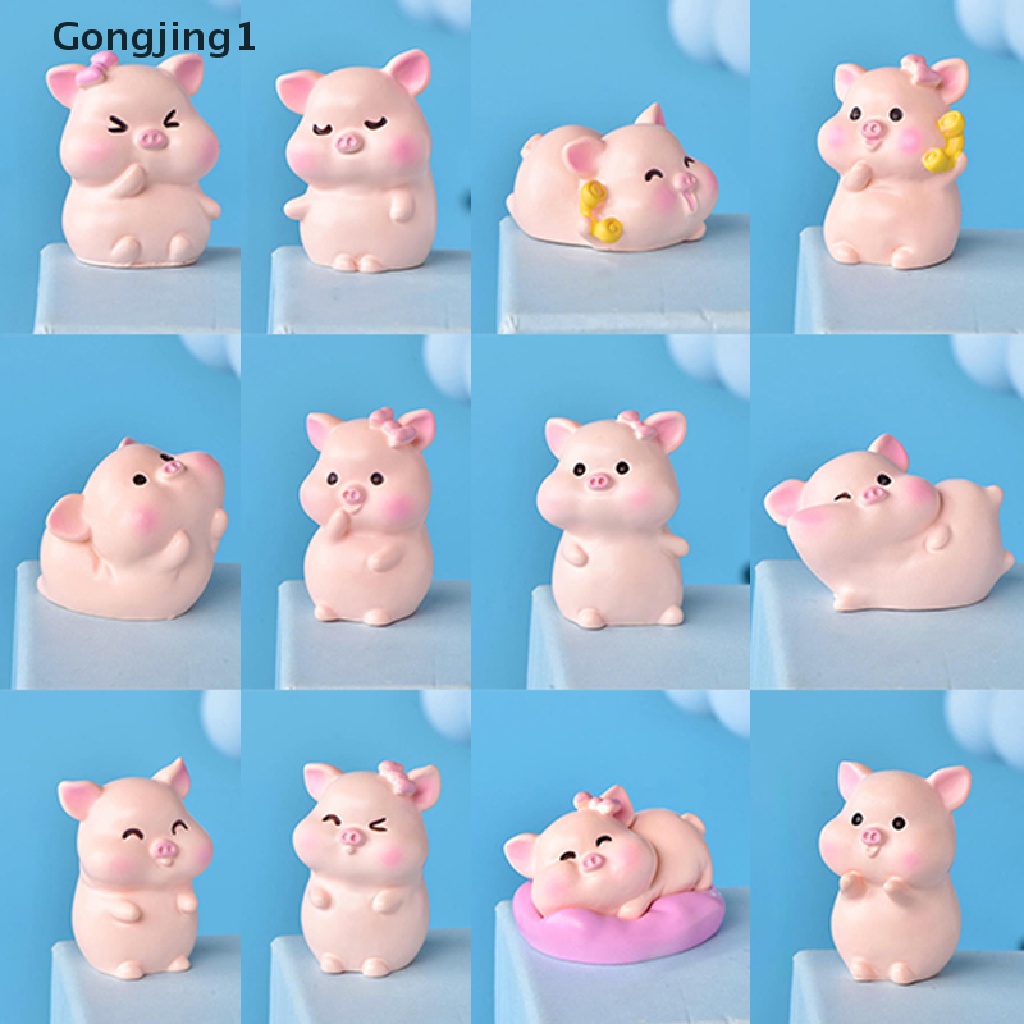 Gongjing1 1 / 6 Pcs Miniatur Babi Bahan Resin Untuk Dekorasi Taman Mini