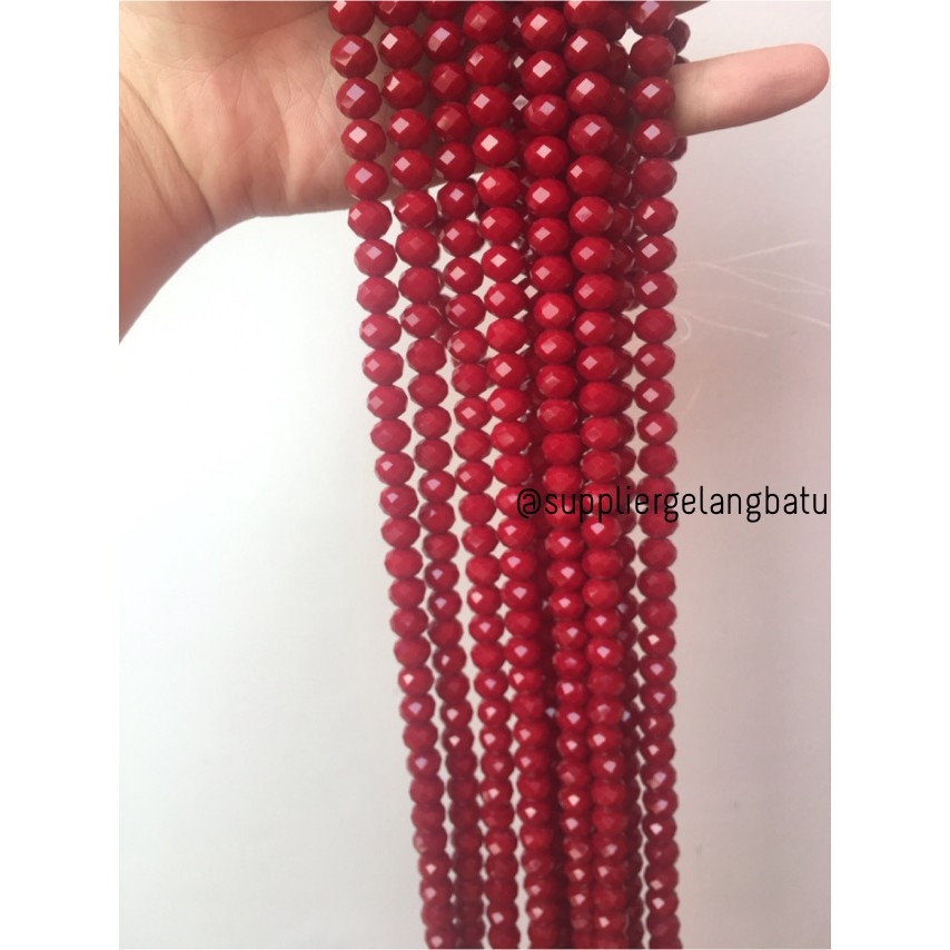 Crystal Ceko Doff 10mm MERAH MAROON beads manik donat rondelle grosir aksesoris fashion cewek wanita