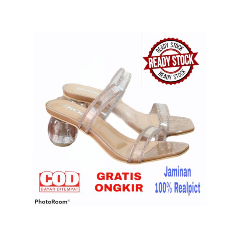 Sandal Hak Tahu Kaca Sendal Hak Tahu Kaca Heels Hak Tahu Hak Tahu/Heels kaca bulat mika