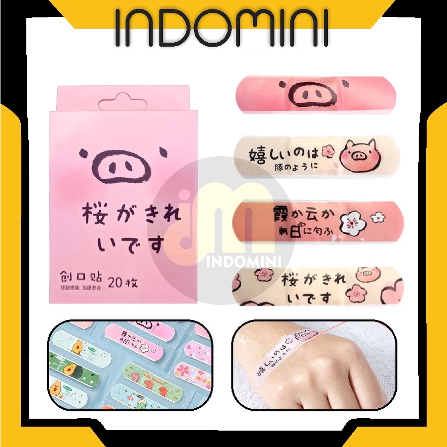 INDOMINI Plaster Luka / Hansaplast Anak &amp; Dewasa ( Isi 20 pcs ) Motif Karakter Lucu Pembalut Luka Tahan Air R748