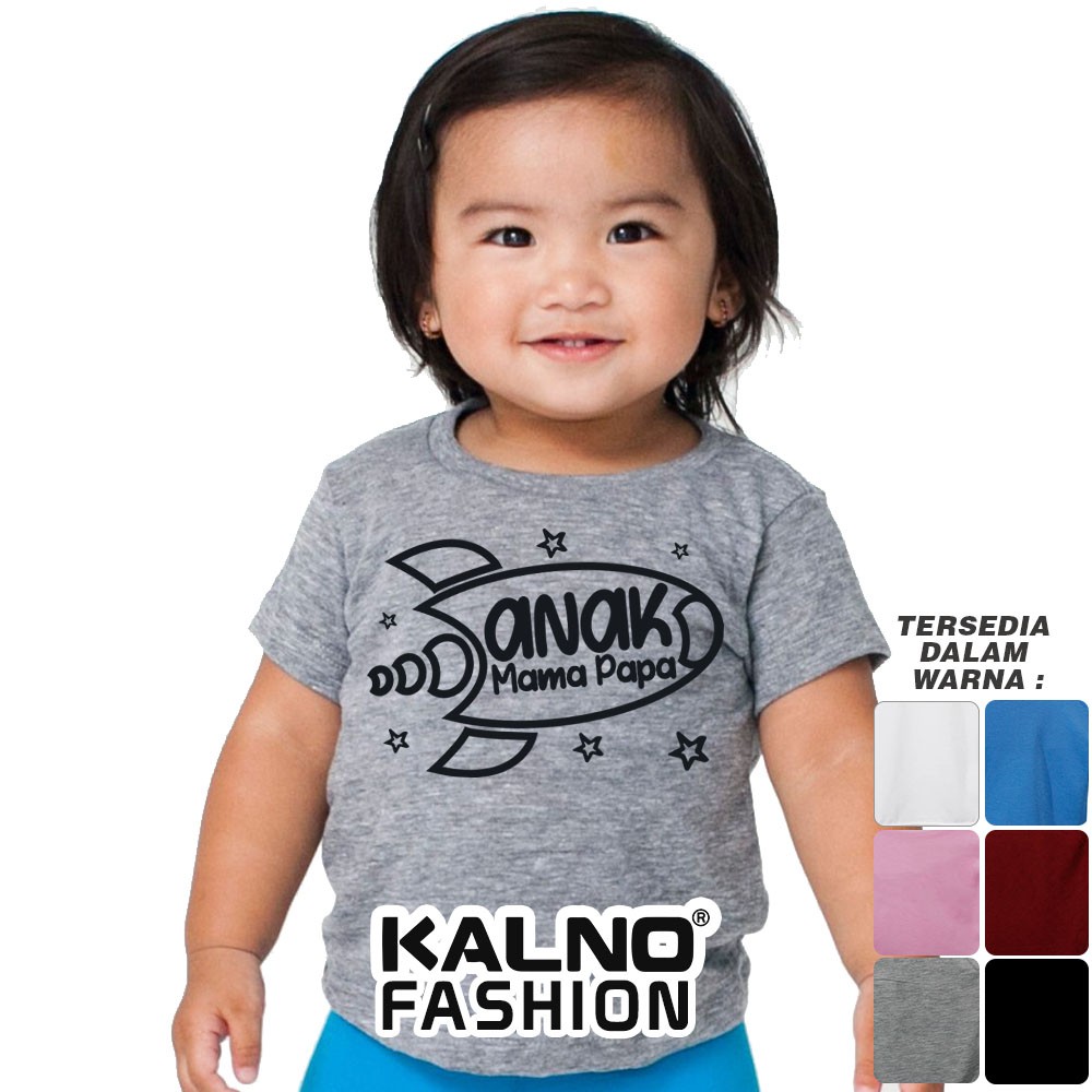 Baju Sablon Anak Papa Mama ROKET 718 -Umur 1-7 Tahun Ukuran S M L XL Bahan Katun Polyester