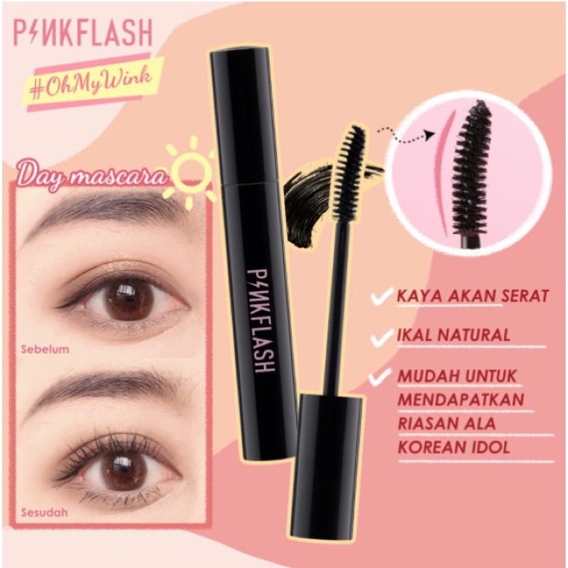 PINKFLASH Maskara Fiber Tahan Air Untuk Memanjangkan Dan Menambah Volume Bulu Mata PF007 / pink flash mascara