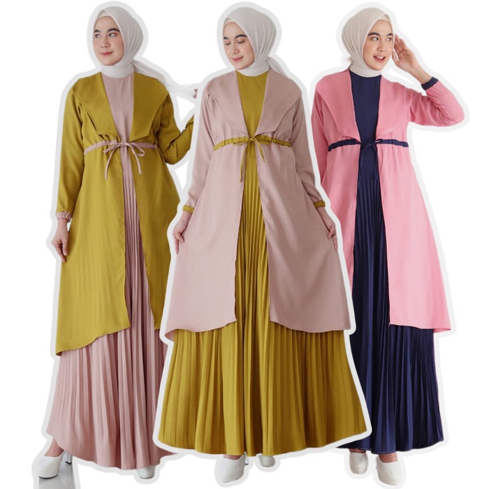 BAJU GAMIS WANITA GAMIS PLISKET PREMIUM MURAH - MILO