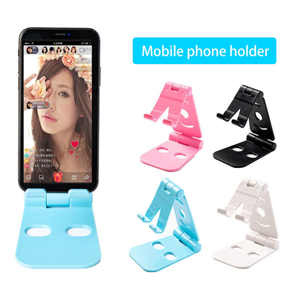 Universal Adjustable Phone Holder / Portable Plastic Phone Stand / Foldable Desk Tablet Mobile Phone Stand / Kompatibel dengan iPhone 11 Pro XS Max Android Phone Xiaomi Huawei Samsung