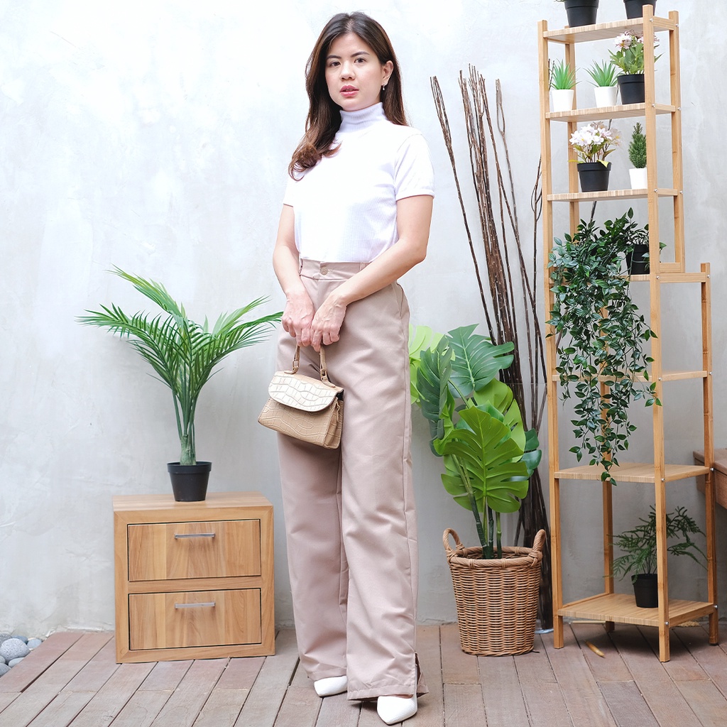 BEFAST - ZEC OOTD Wanita Celana DENISA / Melva American Drill Slit Kulot / Celana Kulot Casual / Celana Kekinian Remaja / Celana Polos Fromal / Celana Kulot OOTD Remaja Terlaris / Celana Ke Kampus