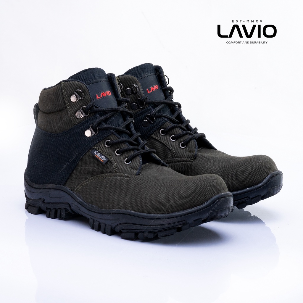 Sepatu Safety Boots Tinggi Pria Ujung Besi Proyek Original Berkualitas Lavio GH46 Kanvas