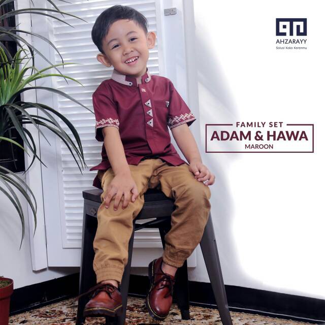 AHZARAYY KEMKO KEMEJA KOKO PENDEK SERIES ADAM WARNA MARUN