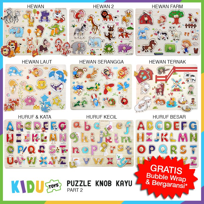 Mainan Anak Puzzle Knob Kayu  Kidu Toys