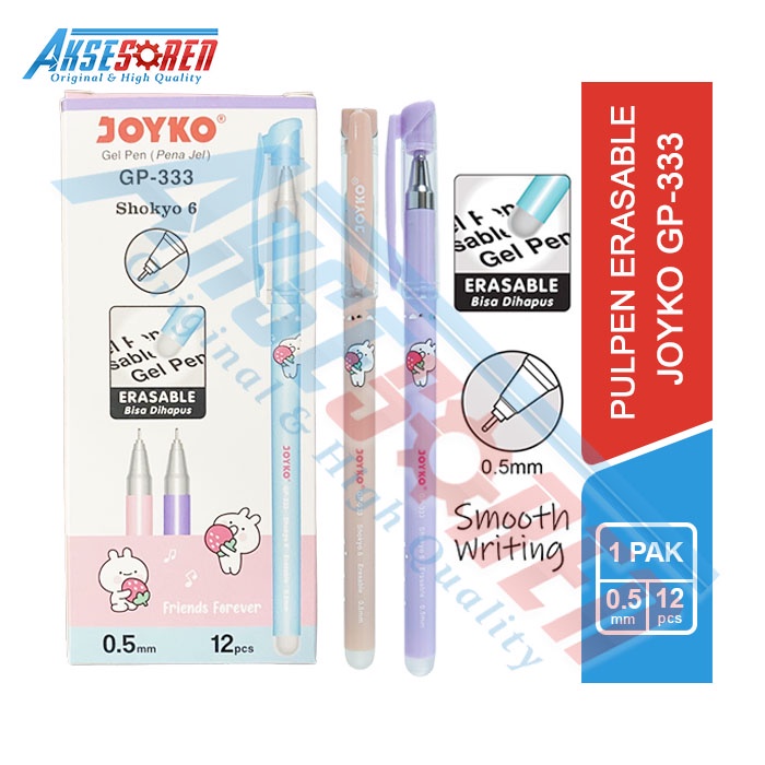 

Pulpen Shokyo 6 Joyko [GP-333/12 Pcs] / Erasable Gel Pen / Ballpoint Bisa Dihapus / Pena jel 1 Pack 0.5 mm