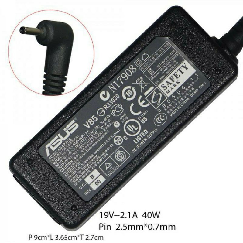 Adaptor Charger Original Asus Eee PC 1008P 1101HA 1201N 19v 2.1A Colokan kecil