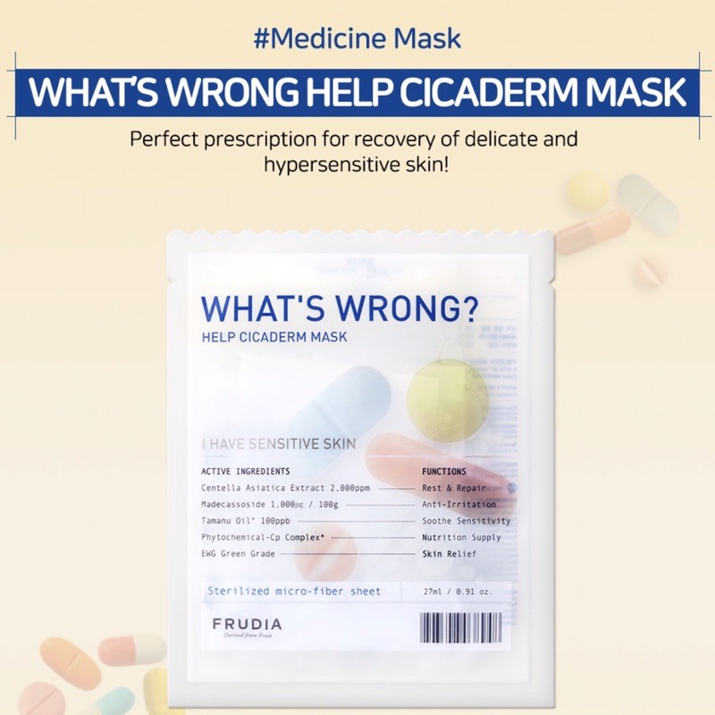 FRUDIA What’s Wrong? Help Cicaderm Mask - Sheet Masker