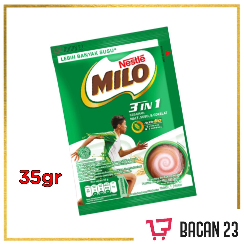 Milo Activ-Go 3in1 Sachet ( 6 Pcs x 35 gr ) / Milo Renceng / Susu Milo / Bacan 23 - Bacan23