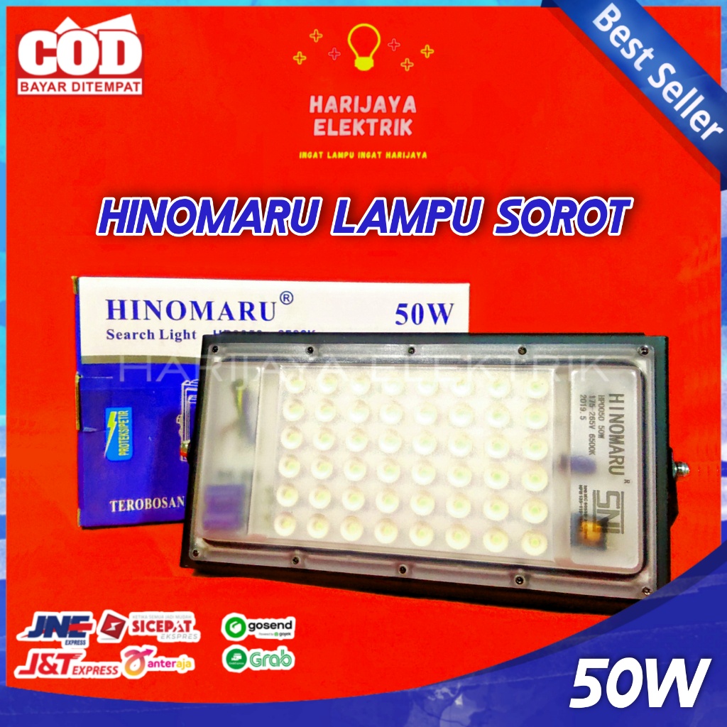 LAMPU KAP SOROT LED 50 WATT HINOMARU HP0050 FLOODLIGHT TEMBAK SNI IP65