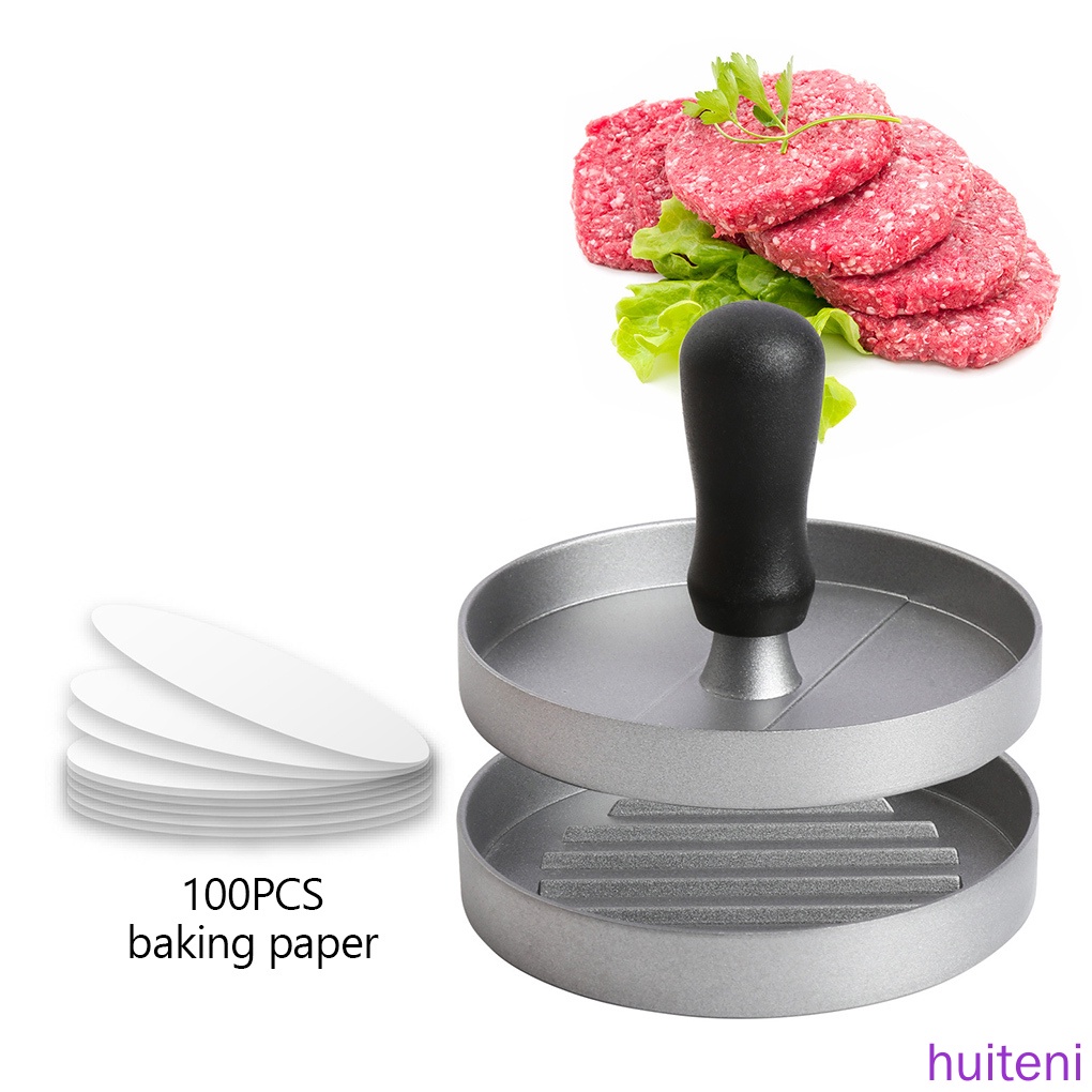 Huite 100pcs / Set Cetakan Patty Hamburger Bahan Metal Anti Lengket Untuk Perlengkapan Dapur