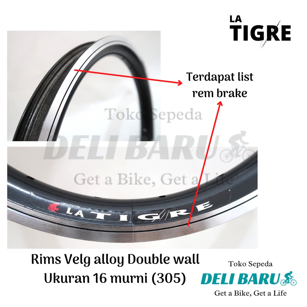 La tigre Rims Lingkar pelek 16 murni Alloy Double wall 20 hole sepeda anak, mini, lipat harga sepasang