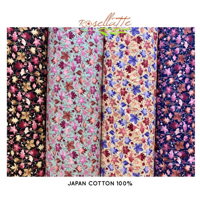 KAIN KATUN JEPANG MOTIF AUTUMN DAUN MAPLE