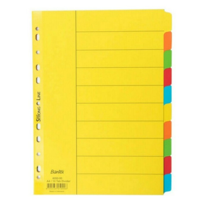 

Cantik Divider / Pembatas Kertas ( 10 Warna ) Merk Bantex Limited
