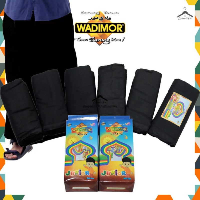Sarung Wadimor Junior hitam polos/sarung anak hitam/sarung wadimor/sarung hitam anak/sarung junior/w
