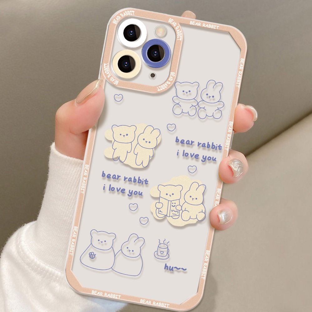 Soft Case TPU Transparan Motif Kartun Beruang Untuk iPhone 13 12 11 Pro MAX XS MAX XR X 7 8 Plus SE 2020