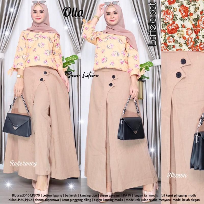LAFELLE SET ORIGINAL BY OLLA SUN FUTURE/SETELAN BLOUSE KULOT WANITA