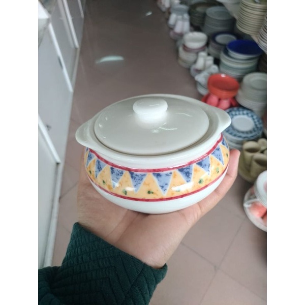 SUGAR POT CANTIK WADAH TEMPAT GULA PASIR KERAMIK SANGO MOTIF CANTIK DEKOR DAPUR