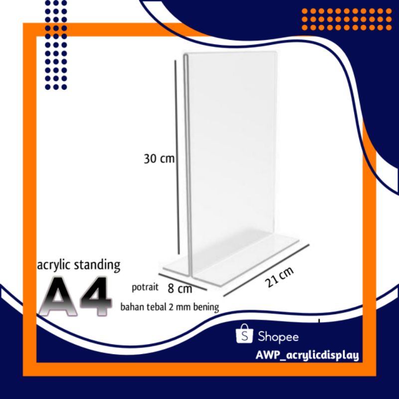 

TEMPAT BROSUR / TENT HOLDER / TENT CARD AKRILIK DISPLAY 2 SISI A4