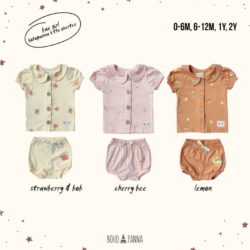 Bohobaby Bohopanna Bae Set Girl Overtee Collar Set Motif baju anak perempuan