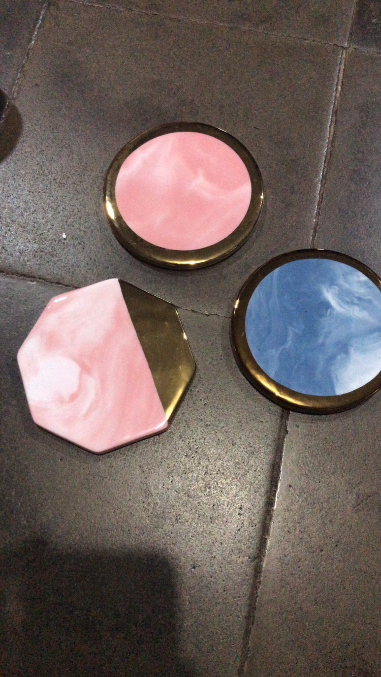 Imperfect Tatakan Gelas Keramik / Alas Gelas Marble Coaster Marmer Motif Gold Anti Panas Anti Selip