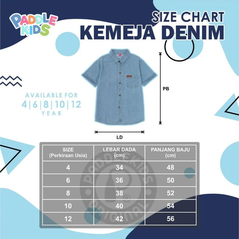 KEMEJA JEANS DENIM PADDLE KIDS (BRP373)