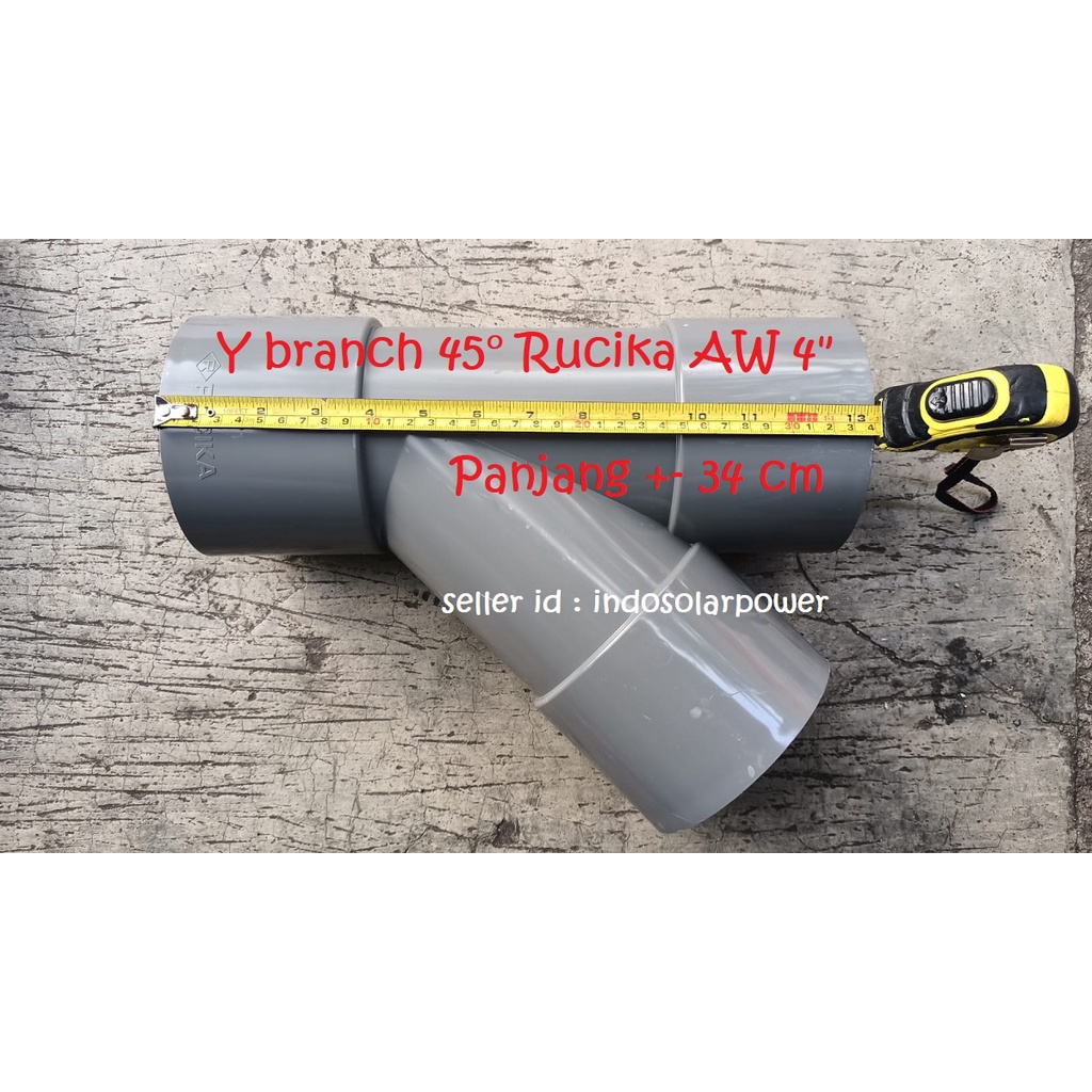 Cabang Y branch 45° 45 derajat Rucika 4&quot; 4 inch 4x3 in sambungan PVC ada pilihan AW atau D