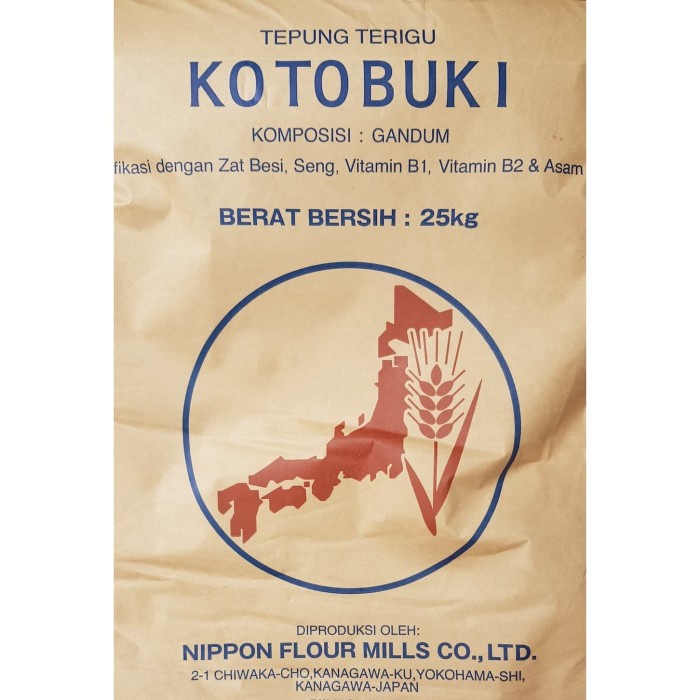 

b011tee Tepung Terigu Protein Rendah Kotobuki Repack 1 Kg Da01D100