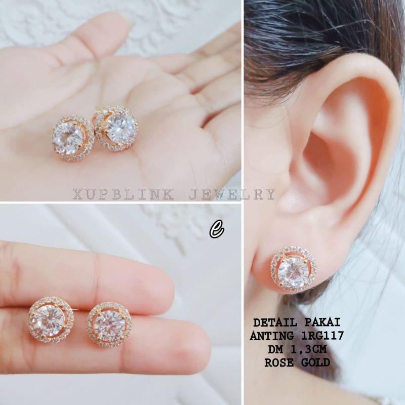 Anting Tusuk Titanium Anti Karat Permata  Model Mirip Perhiasan Asli