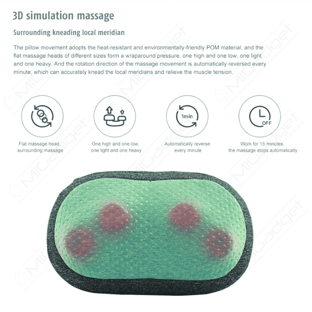 Leravan Bantal Pijat Leher 3D Neck Massage Pillow PTC Heating