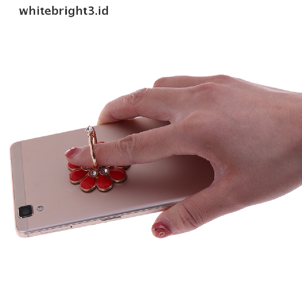 (whitebright3.id) Ring stand holder Hp / smartphone Bentuk Bunga Bahan metal