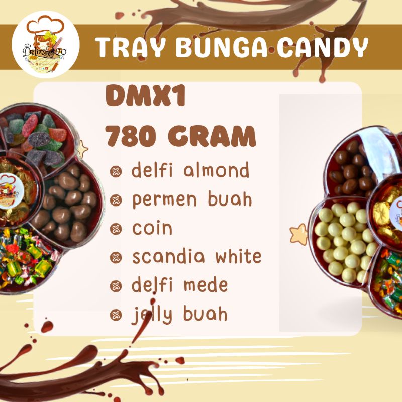 

coklat delfi mix tray bunga delfi/jelly/permen