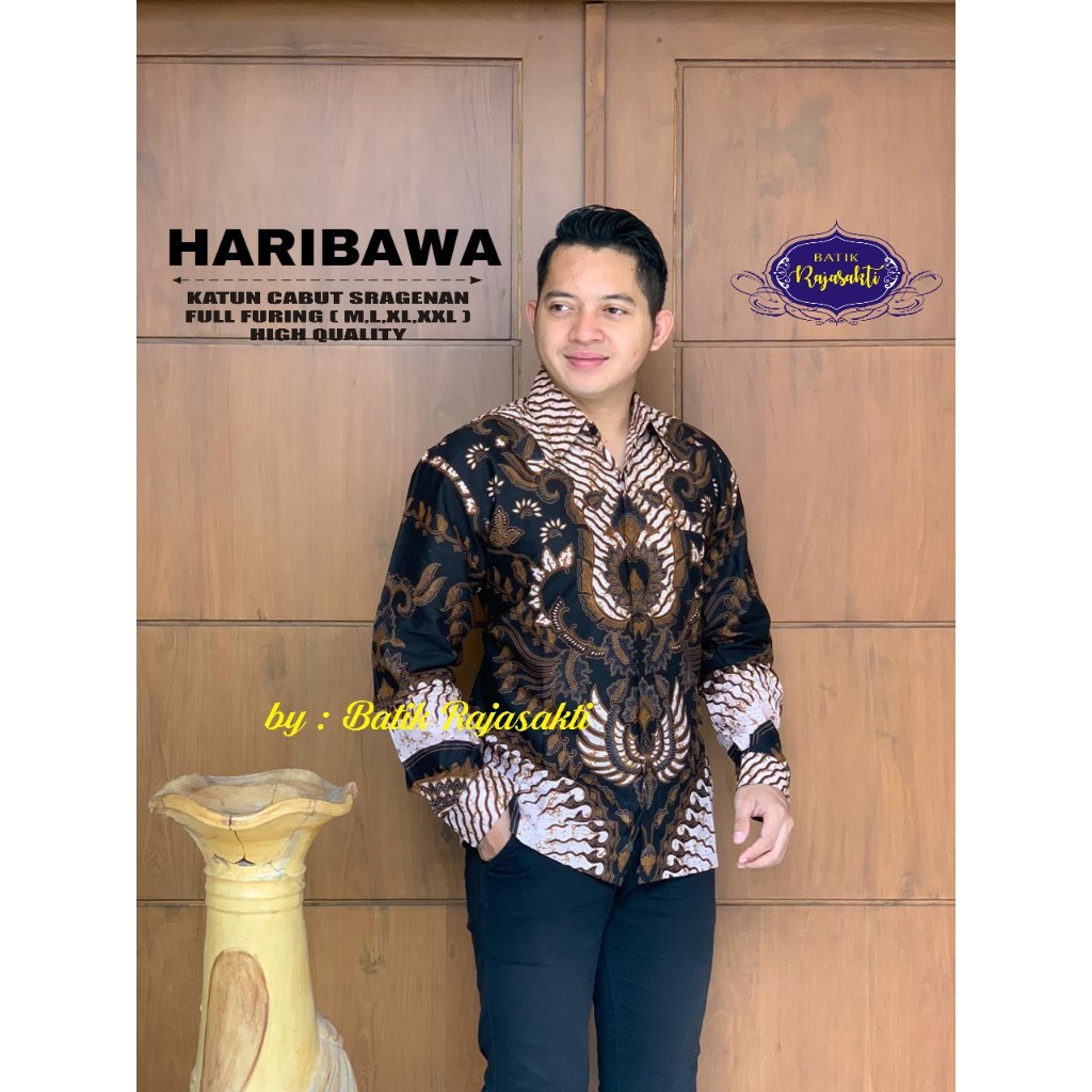 HARIBAWA RAJASAKTI KEMEJA BATIK SOLO PRIA LENGAN PANJANG LAPIS FURING ATASAN BATIK PREMIUM MODERN KATUN HALUS BAHUWIRYA  BANAMITRA BANAMITRA PUTIH BANGSAWAN BAYU PUTRA BERLIAN BIRU BHARATAYUDA BIMASENA BIRENDRA BIRU INDAH BRAHMAKERTA BRAHMAKERTA MERAH