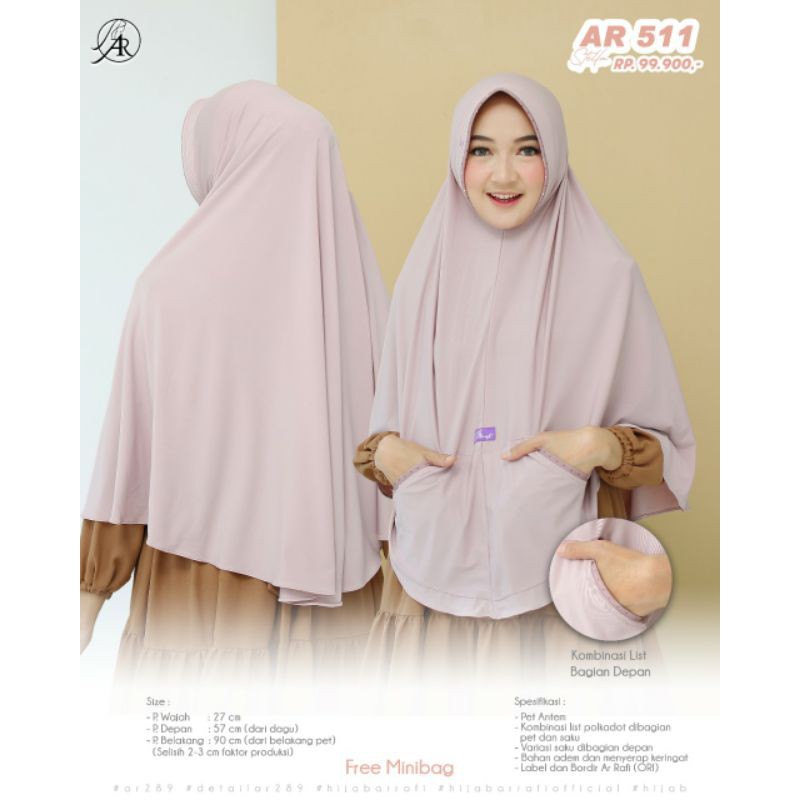hijab jilbab kerudung bergo jumbo instan dewasa ArRafi AR 511 hijab saku ori terbaru elzatta rabbani